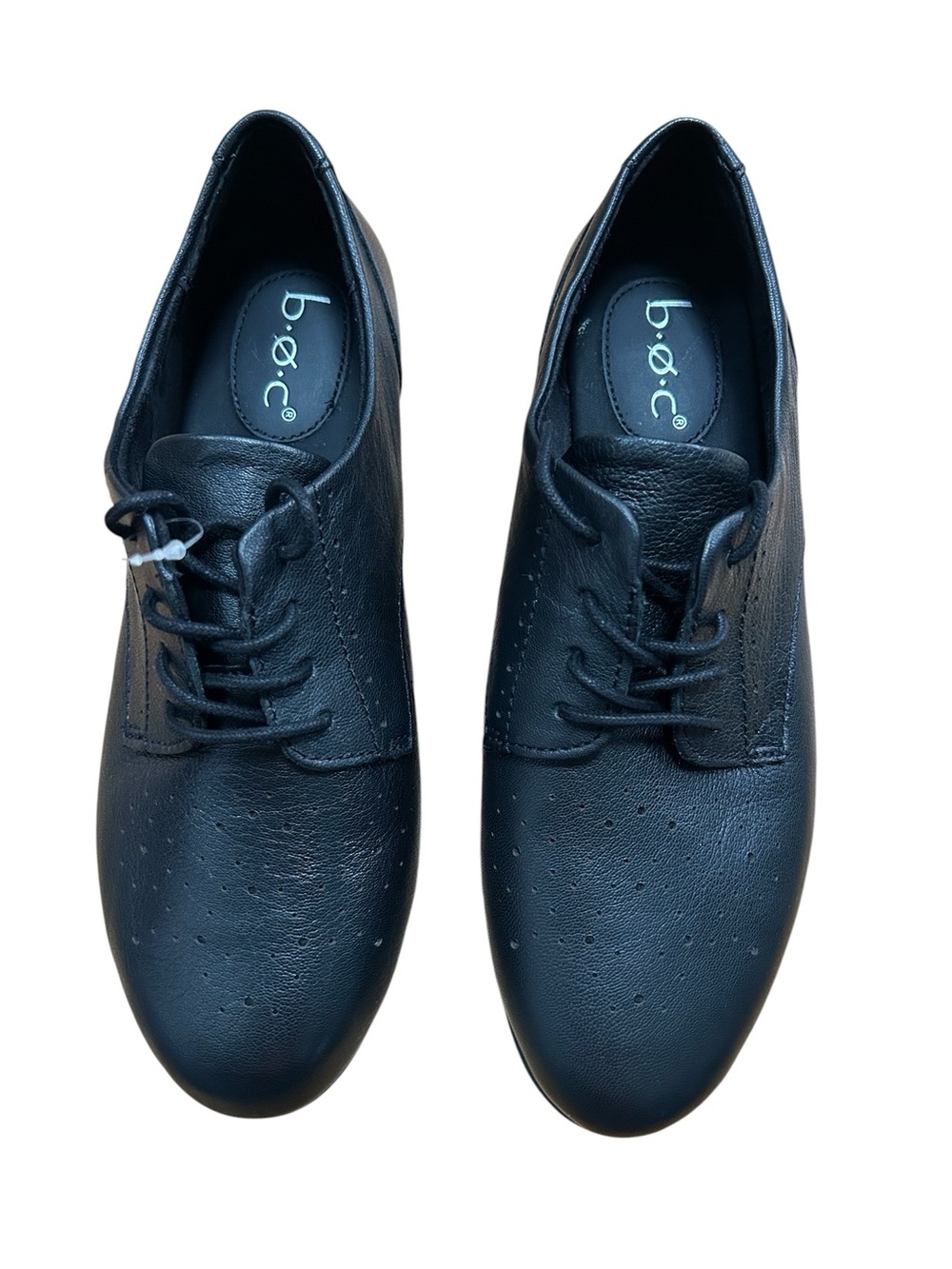b.o.c. Black Leather Moccasin-Style Lace-Up Shoes